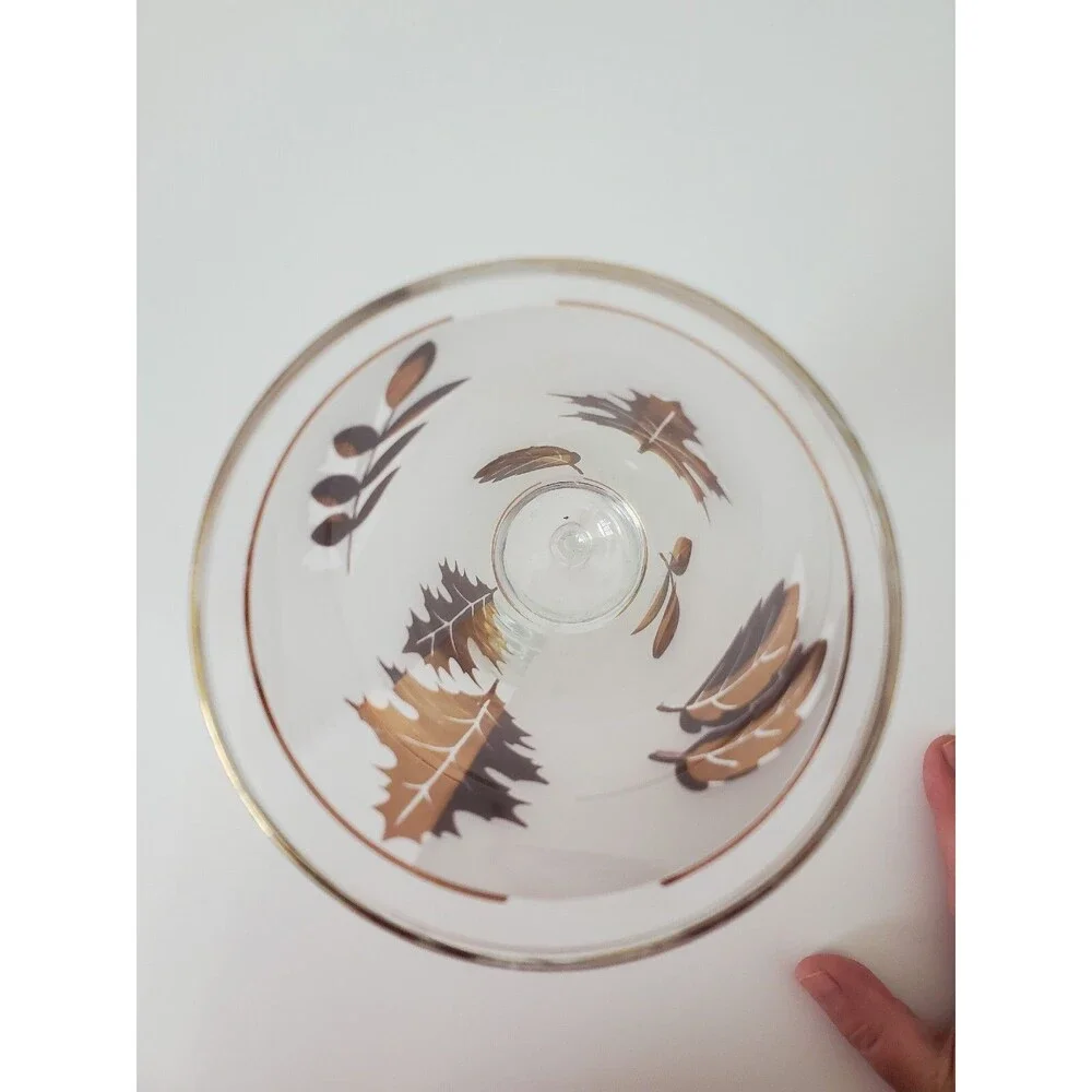 Libbey Gold Leaf Frosted Footed Pilsner Glass Vintage